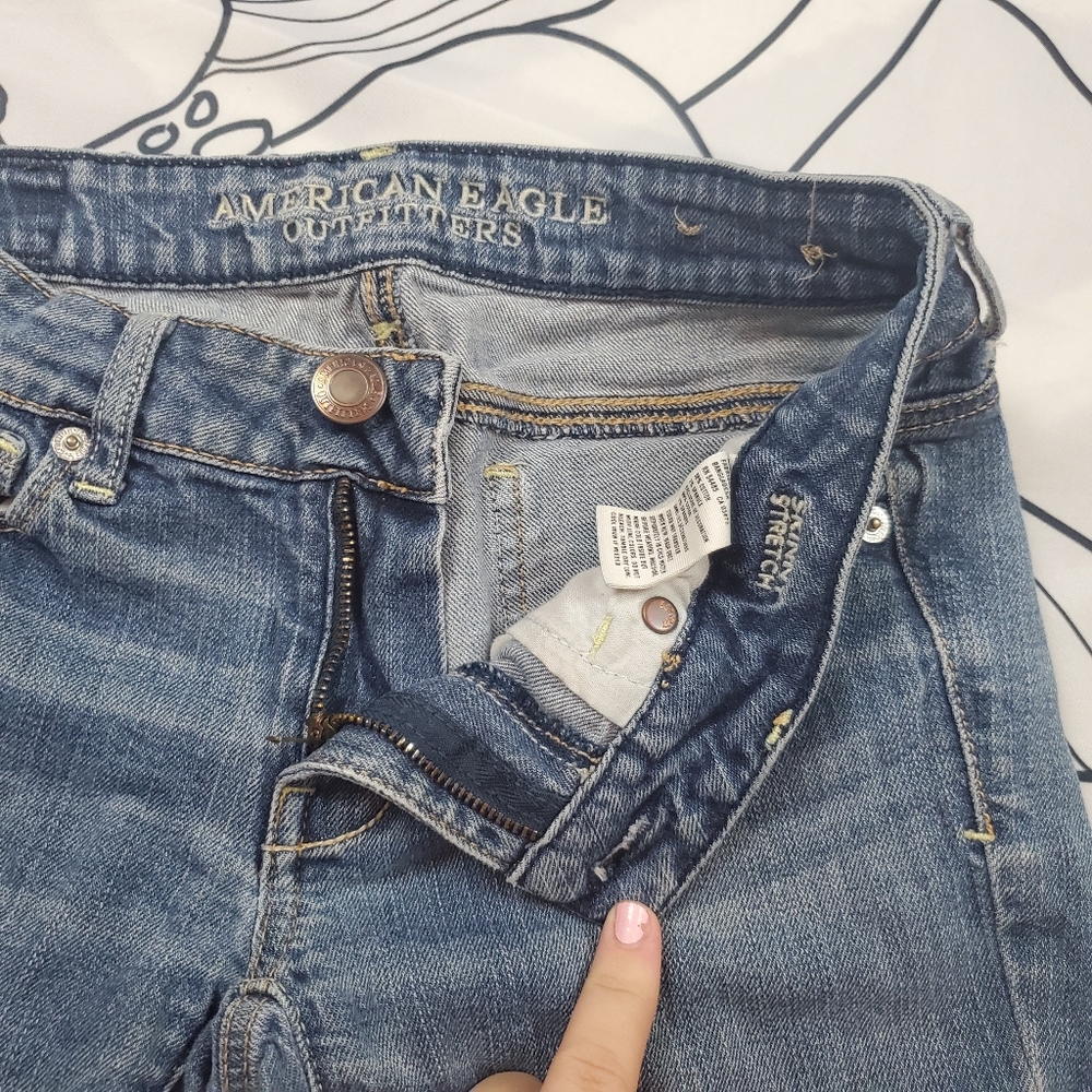 AMERICAN EAGLE Skinny Jeans Blue Denim Stretch 0 - Picture 6 of 8